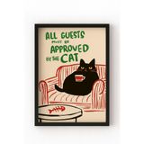 Ahşap Çerçeveli Siyah Kedi Tablo – Eğlenceli Yazılı Kahveli Modern Dekoratif Poster Siyah 10 x 15