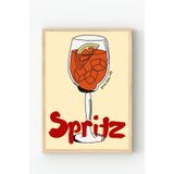 Ahşap Çerçeveli Spritz Kokteyl Temalı Retro Minimal Duvar Posteri Ahşap Çerçeveli 21 x 30