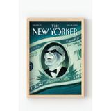 Ahşap Çerçeveli The New Yorker Poster – Retro Sanatsal Duvar Dekoru Yeşil 30 x 40