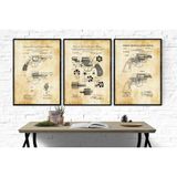 Ahşap Çerçeveli Vintage Tablo Seti, Guns 2, 50X70