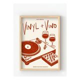 Ahşap Çerçeveli “Vinyl + Vino” Poster – Retro Müzik & Şarap Konseptli Duvar Sanatı Ahşap Çerçeveli 30 x 40