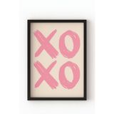Ahşap Çerçeveli XOXO Poster – Aşk Temalı Modern Duvar Tablosu Siyah 10 x 15