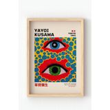Ahşap Çerçeveli Yayoi Kusama “Tokyo 1993 – Eyes” Poster – Modern Pop Art Duvar Tablosu Çok Renkli 30 x 40