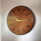 Ahşap Ceviz Renk Sade Sayılı Hediyelik Sessiz Duvar Saati 50cm Kahverengi