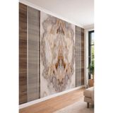 Ahşap Çıta Detaylı Damarlı Mermer Görünümlü Modern Tek Parça Tekstil Duvar Kağıdı, 150 x 100
