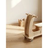 Ahşap Çocuk Arabası, Ilk Adımlar Için Tekerlekli Doğal Ahşap Binme Oyuncağı, Montessori Tarzı Çocuk Odası Oyuncağı - Beyaz - Kırmızı - Yeşil - Siyah
