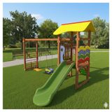 Ahşap Çocuk Oyun Parkı SG04, Üç Salıncaklı Model