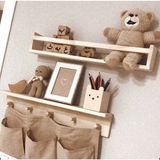 Ahşap Çocuk Raf Takımı, Eğitici Montessori Kitaplık ve Askılık Seti - Seçenek 1 - Ahşap - Ceviz