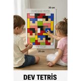 Ahşap Çocuklar İçin Dev Tetris Renkli 25x30 cm - Eğitici Zeka Geliştirici Montessori Yapboz Oyunu-3mm MDF