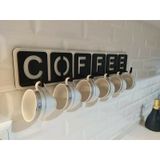 Ahşap Coffee Yazılı Mutfak Fincan Ve Kupa Askılığı 46 Cm * 9 Cm