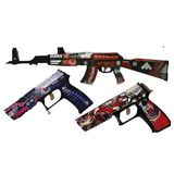 Ahşap CS-GO AK-47 Tüfek P250 2'li Tabanca Karambite Oyuncak Set 3001