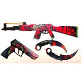 Ahşap Cs-Go Neon Retrobution Ak-47 Skin Kaplamalı Oyuncak