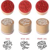 Ahşap Damga 3’Lü Mühür Set Love - Miss You - Thank You Temalı