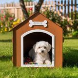 Ahşap Dekoratif Kedi ve Köpek Evi ve Minderi, Köpek Kulübesi, Mdf Materyal (Kahverengi, Standart - Çok Renkli - Genel