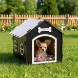 Ahşap Dekoratif Kedi ve Köpek Evi ve Minderi, Köpek Kulübesi, Mdf Materyal (Siyah, Standart) - Çok Renkli - Genel