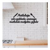 Ahşap Dekoratif Mutluluk Mutfakta Gizlidir Yazılı Tablo Süsü