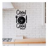 Ahşap Dekoratif Siyah Good Food is Good Mood Yazılı Mutfak Tablo Süsü;