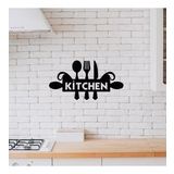Ahşap Dekoratif Siyah Kitchen Yazılı Mutfak Tablo Süsü;