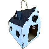 Ahşap Dekoratif Tek Katlı Beyaz Kedi Evi Yuvası - model2