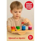 Ahşap Denge Oyunu – Renkli Halkalı Eğitici Motor Beceri ve Koordinasyon Geliştirici