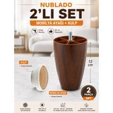 Ahşap Desenli 12 Cm Mobilya Ayağı Ve Dolap Kulpu 2’Li Set Yuvarlak Dolap Kulpu 2’Li Set