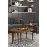 Ahşap Desenli Mdf Orta Sehpa - 3lü Sehpa - Zigon Sehpa - kahverengi