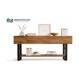 Ahşap Desenli Metal Ayaklı Dresuar 138X76X43 cm - Suntalam Antre Be Salon Konsol Dolabı - Meşe