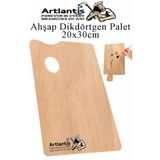 Ahşap Dikdörtgen Palet Naturel 20X30 Cm 1 Adet Orta Boy Ahşap Boya Paleti Resim Boyama Tepsisi Akrilik Guaj Karıştırıcı