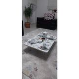 Ahşap Dikdörtgen Yer Sofrası-Hamur Açma Masası - 60 x 90 cm - Beyaz Mermer