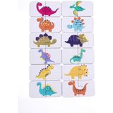 Ahşap Dinozor Ikili Puzzle, Eğlenceli ve Eğitici Oyuncak Seti - Seçenek 1 - Ahşap Bej - Siyah