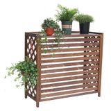 Ahşap Dış Mekan Klima Kapağı Lamel Tasarımlı Balkon için Güçlendirilmiş Bitki Standı, Masif Ahşap Çerçeve, Hava Koşullarına Dayanıklı, 105 × 47 × 80 c
