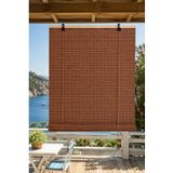 Ahşap Doğal Bambu Katlamalı Stor Perde Güneş Kırıcı Dekoratif Bahçe Balkon Ev Pencere Güneşlik (Koyu Kahverengi, 80 x 180)
