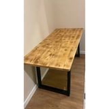 Ahşap Doğal Kütük Yemek / Toplantı / Çalışma Masası - Eskitme - 80 x 120