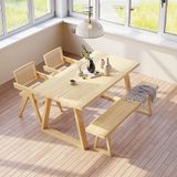 Ahşap Doğal Kütük Yemek / Toplantı / Çalışma Masası - Eskitme - 80 x 180