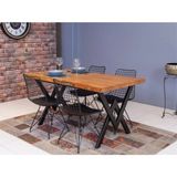 Ahşap Doğal Kütük Yemek / Toplantı / Çalışma Masası - Koyu Ceviz - 80 x 160