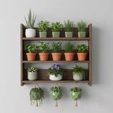 Ahşap Duvar Rafı - 3 Katlı Çok Amaçlı Mutfak Ve Balkon Rafı - Saksılık - 50X50 Cm