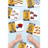 Ahşap Eğitici Kartlar Sayıları Taşıtlarla Öğreniyorum Ingilizce Öğrenme Kartları Flash Cards - 01P-Pembe
