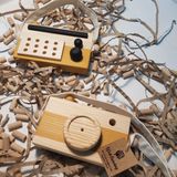 Ahşap Eğitici Oyuncak Set Elyapımı Baby Radyo + Fotoğraf Makinesi (Hardal)