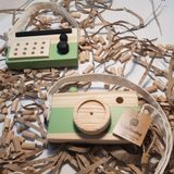 Ahşap Eğitici Oyuncak Set Elyapımı Baby Radyo + Fotoğraf Makinesi (Mint Yeşili)