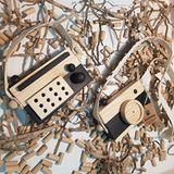 Ahşap Eğitici Oyuncak Set Elyapımı Baby Radyo + Fotoğraf Makinesi (Siyah)