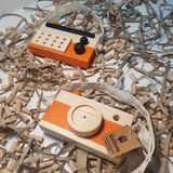 Ahşap Eğitici Oyuncak Set Elyapımı Baby Radyo + Fotoğraf Makinesi (Turuncu)