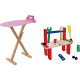 Ahşap Eğitici Oyuncak Seti, Ütü ve Tamir Aletleri, Montessori Beceri - Seçenek 1 - Ahşap Bej - Siyah