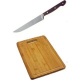 Ahşap Et Ekmek Kesim Tahtası Sebze Meyve Doğrama Tahtası + Steak Kesme Bıçağı Sürmene Mutfak Bıçağı 20 cm - 001 - Beyaz - 0,5 ml