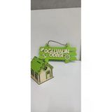 Ahşap Ev Kumbara Küçük ,& Oğlumun Odası Kapı Süsü Yeşil Renk
