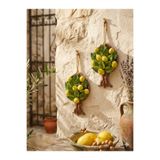 Ahşap Evi 2Li El Yapımı 15x10 cm Seramik Limon Ağacı Duvar Süsü-Dekoratif Hediyelik