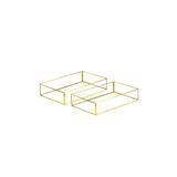 Ahşap Fikir Dikdörtgen Gold Nişan Sunum Tepsi 2li Set