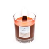 Ahşap Fitilli Dark Amber Kokulu Kahverengi Çıtırtılı Vegan Mum(Crackling)