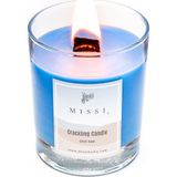 Ahşap Fitilli Sandal Wood Kokulu Mavi Cracklıng Vegan Mum (Çıtırtılı)