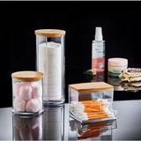Ahşap Görünümlü Kapak 3'lü Organizer Set, Modern Pamukluk Düzenleyici Şık 3'lü Pamukluk Set - Şık ve Fonksiyonel Ahşap Görünümlü Kapaklı - Mutfak ve Banyonuzu Düzenleyin! - 0 Siyah - Option-1
