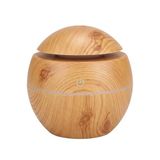 Ahşap Görünümlü Küre Hava Nemlendirici, LED RGB Işıklı, Ultrasonik Aroma Difüzör, 10 cm